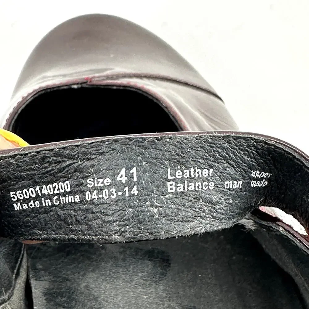 Dansko Opal Patent Mary Jane Flat Shoe Round Toe Leather Black Cherry EU41 US 10